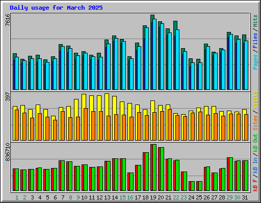 Daily usage for March 2025