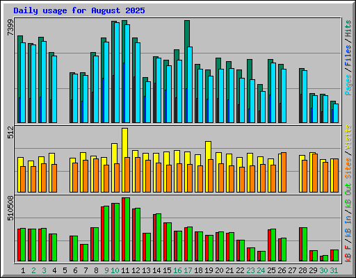 Daily usage for August 2025