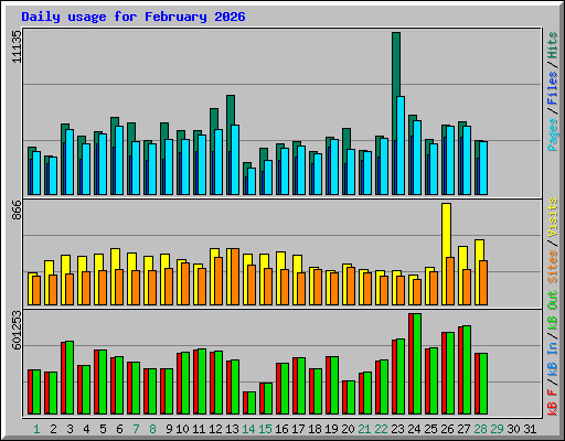 Daily usage for February 2026